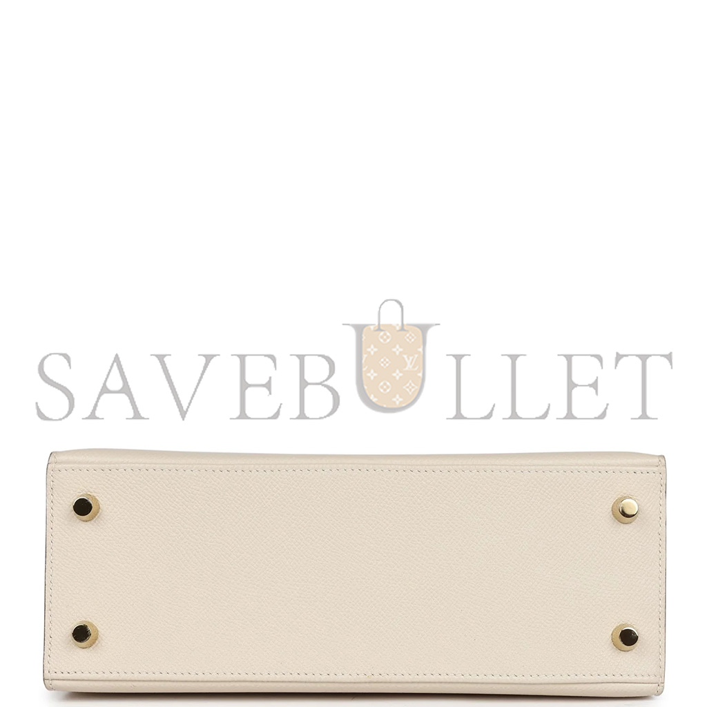 HERMÈS MASTER KELLY SELLIER 25 CRAIE AND GOLD EPSOM BRUSHED GOLD HARDWARE (25*17*7cm)